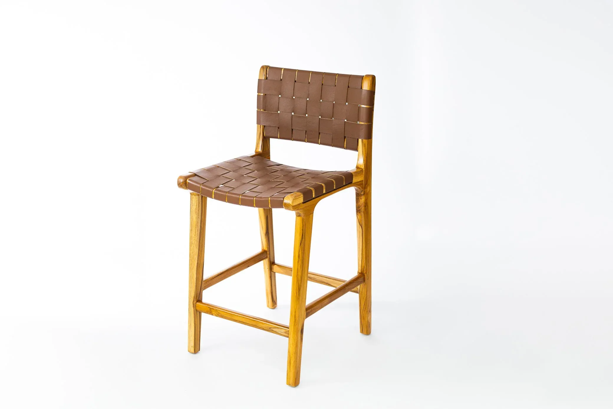 Silla alta Xaly — Madera de teca, cuero genuino (variante 2)