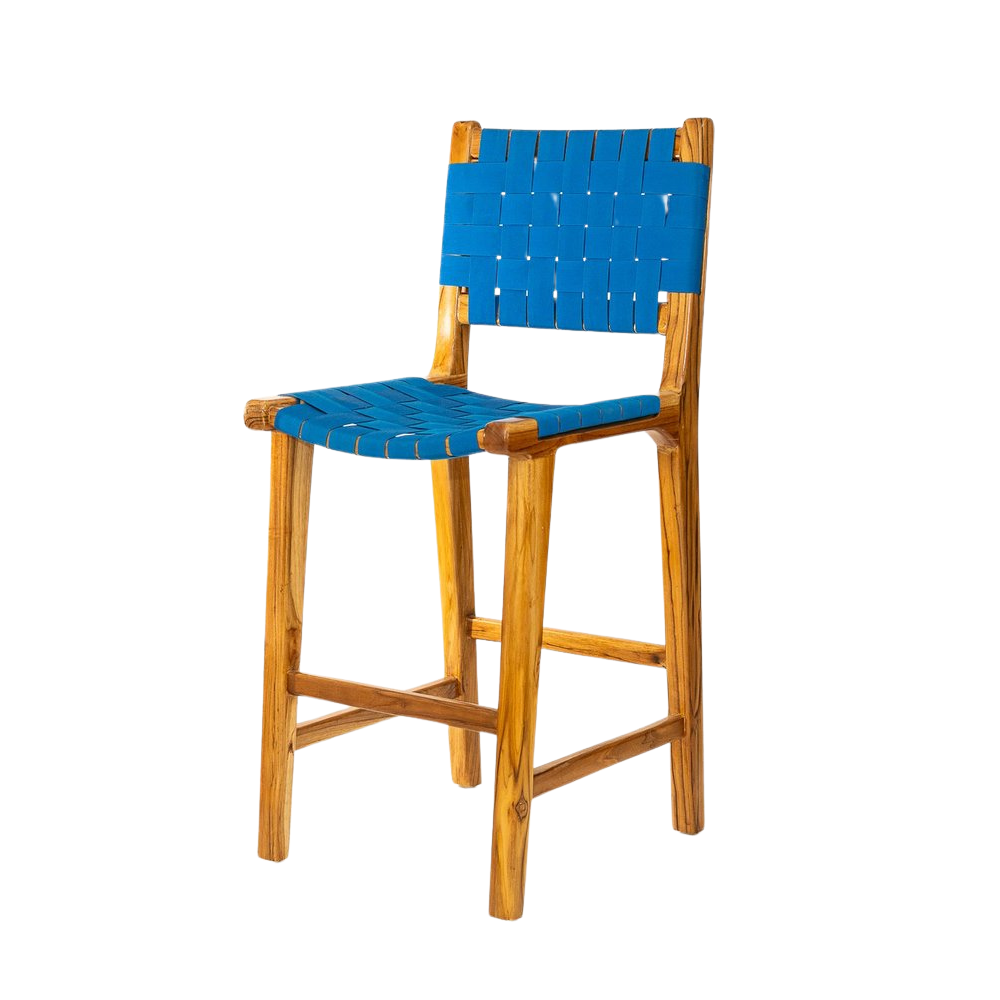 Silla alta Xaly — Madera de teca, tela Sunbrella